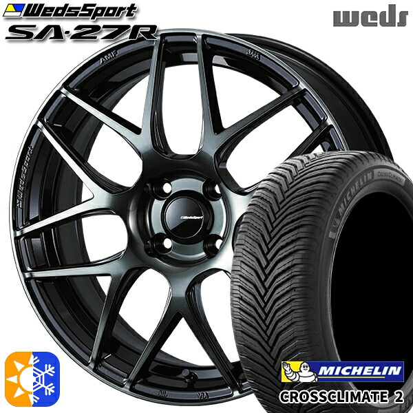 185/60R15 88V XL ミシュラン クロスクライメート2 Weds ウェッズスポーツ SA27R WBC(ウォースブラッククリアー) 15インチ 6.0J 4H100 オールシーズンタイヤホイールセット |トレッド新横浜師岡店