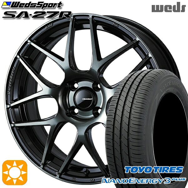 【取付対象】195/45R16 80W トーヨー ナノエナジー3プラス Weds ウェッズスポーツ SA27R WBC（ウォースブラッククリアー） 16インチ 6.5J 4H100 サマータイヤホイールセット