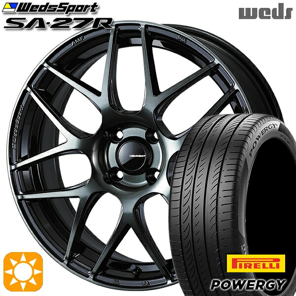 【取付対象】195/55R16 87V ピレリ パワジー Weds ウェッズスポーツ SA27R WBC（ウォースブラッククリアー） 16インチ 6.5J 4H100 サマータイヤホイールセット