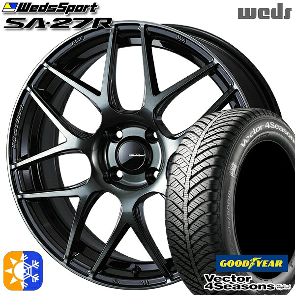 165/65R15 81H グッドイヤー ベクター フォーシーズンズ Weds ウェッズスポーツ SA27R WBC(ウォースブラッククリアー) 15インチ 5.0J 4H100 オールシーズンタイヤホイールセット |トレッド新横浜師岡店