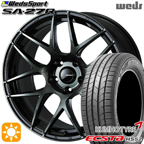 【取付対象】215/60R17 100V XL クムホ エクスタ HS52 Weds ウェッズスポーツ SA27R WBC（ウォースブラッククリアー） 17インチ 7.0J 5H114.3 サマータイヤホイールセット