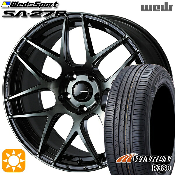 【取付対象】マツダ6 エクストレイル 225/60R18 104V XL ウィンラン R380 Weds ウェッズスポーツ SA27R WBC（ウォースブラッククリアー） 18インチ 7.5J 5H114.3 サマータイヤホイールセット