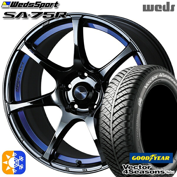 アルファード ヴェルファイア 235/50R18 101H XL グッドイヤー ベクター フォーシーズンズ Weds ウェッズスポーツ SA75R 18インチ 8.5J 5H114.3 BLCII (ブルーライトクロームツー) オールシーズンタイヤホイールセット