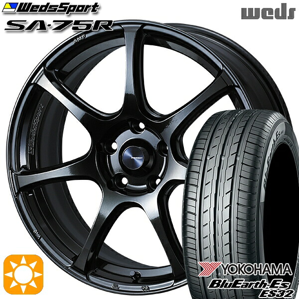 【取付対象】スイフト 215/40R17 87V XL ヨコハマ ブルーアース ES32 Weds ウェッズスポーツ SA75R HBCII (ハイパーブラッククリアツー 17インチ 6.5J 4H100 サマータイヤホイールセット