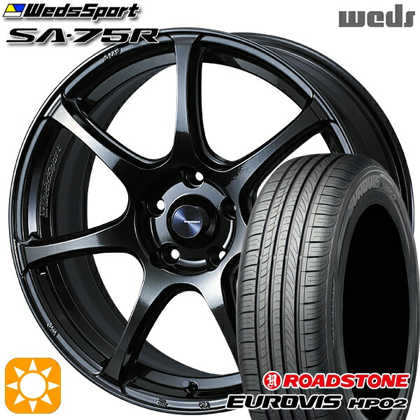 【取付対象】185/65R15 ネクセン ロードストーン ユーロビズ HP02 Weds ウェッズスポーツ SA75R HBCII (ハイパーブラッククリアツー 15インチ 6.0J 4H100 サマータイヤホイールセット
