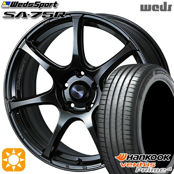 【取付対象】195/50R16 88V XL ハンコック veNtus PRime4 K135 Weds ウェッズスポーツ SA75R HBCII (ハイパーブラッククリアツー 16インチ 6.5J 4H100 サマータイヤホイールセット |トレッド新横浜師岡店