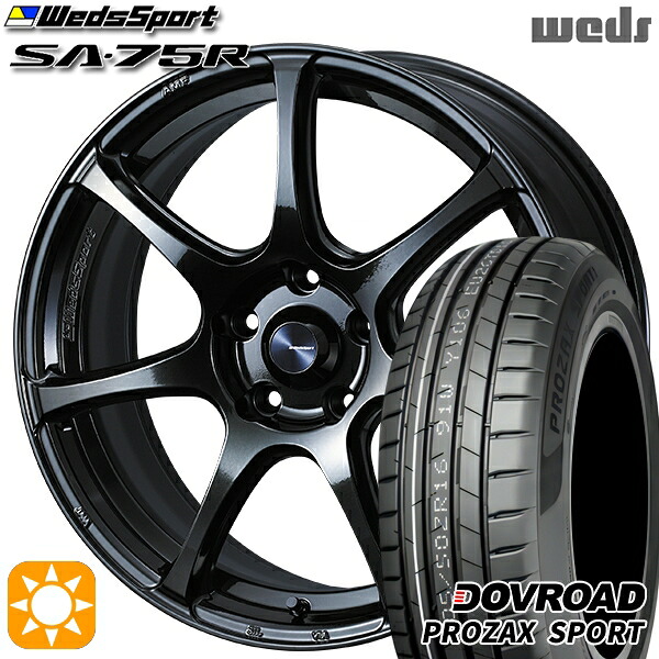 【取付対象】マツダ2 ノート 205/45R17 88W XL DOVROAD プロザックススポーツ Weds ウェッズスポーツ SA75R HBCII (ハイパーブラッククリアツー 17インチ 6.5J 4H100 サマータイヤホイールセット