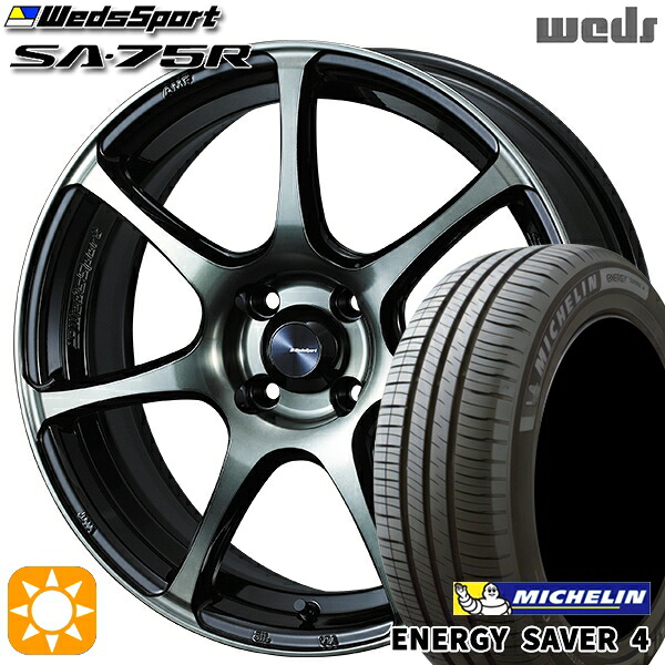 【取付対象】マツダ2 ノート 185/65R15 92H XL ミシュラン エナジーセイバー4 Weds ウェッズスポーツ SA75R WBC (ウォースブラッククリアー) 15インチ 6.0J 4H100 サマータイヤホイールセット ｜トレッド新横浜師岡店
