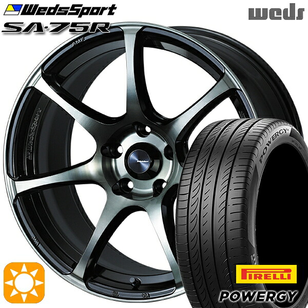 【取付対象】225/45R18 95W XL ピレリ パワジー Weds ウェッズスポーツ SA75R WBC (ウォースブラッククリアー) 18インチ 7.5J 5H114.3 サマータイヤホイールセット |トレッド新横浜師岡店