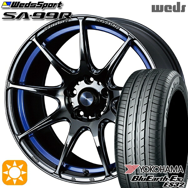 【取付対象】235/50R18 97W ヨコハマ ブルーアース ES32 Weds ウェッズスポーツ SA99R BLCII (ブルーライトクロームツー) 18インチ 8.5J 5H114.3 サマータイヤホイールセット |トレッド新横浜師岡店