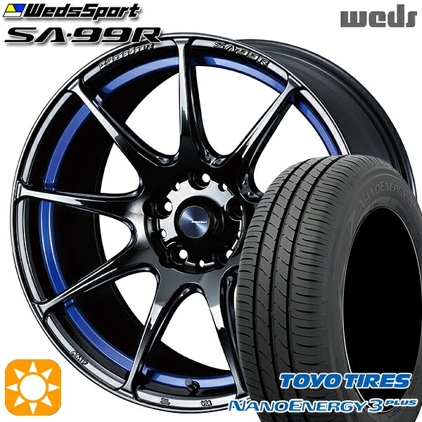 【取付対象】225/45R18 91W トーヨー ナノエナジー3プラス Weds ウェッズスポーツ SA99R BLCII (ブルーライトクロームツー) 18インチ 7.5J 5H114.3 サマータイヤホイールセット