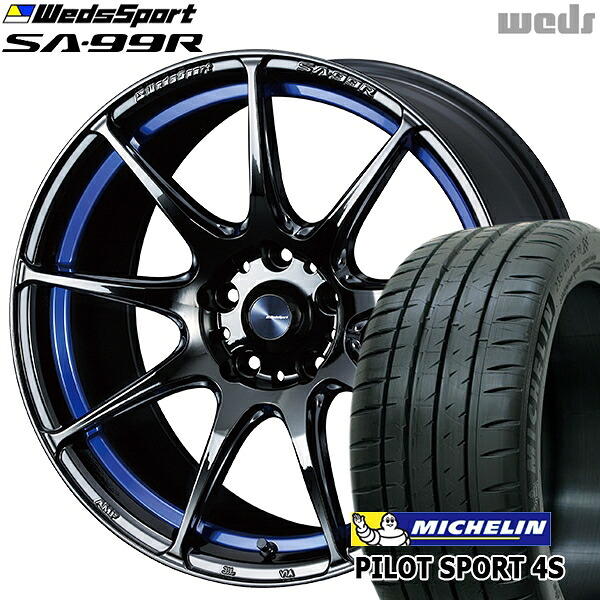 【取付対象】215/35R18 (84Y) XL ミシュラン パイロットスポーツ 4S Weds ウェッズスポーツ SA99R BLCII (ブルーライトクロームツー) 18インチ 7.5J 5H114.3 サマータイヤホイールセット |トレッド新横浜師岡店
