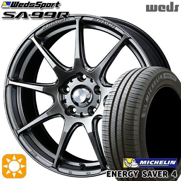 【取付対象】マツダ2 ノート 185/65R15 92H XL ミシュラン エナジーセイバー4 Weds ウェッズスポーツ SA99R PSB (プラチナシルバーブラック) 15インチ 6.0J 4H100 サマータイヤホイールセット |トレッド新横浜師岡店