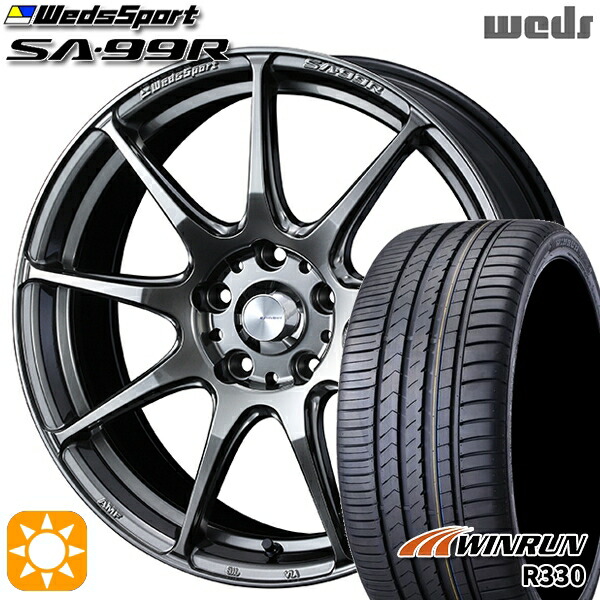【取付対象】マークX スカイライン 225/45R18 95W XL ウィンラン R330 Weds ウェッズスポーツ SA99R PSB (プラチナシルバーブラック) 18インチ 7.5J 5H114.3 サマータイヤホイールセット |トレッド新横浜師岡店
