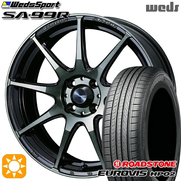 【取付対象】175/65R15 84H ネクセン ロードストーン ユーロビズ HP02 Weds ウェッズスポーツ SA99R WBC（ウォースブラッククリアー） 15インチ 6.0J 4H100 サマータイヤホイールセット