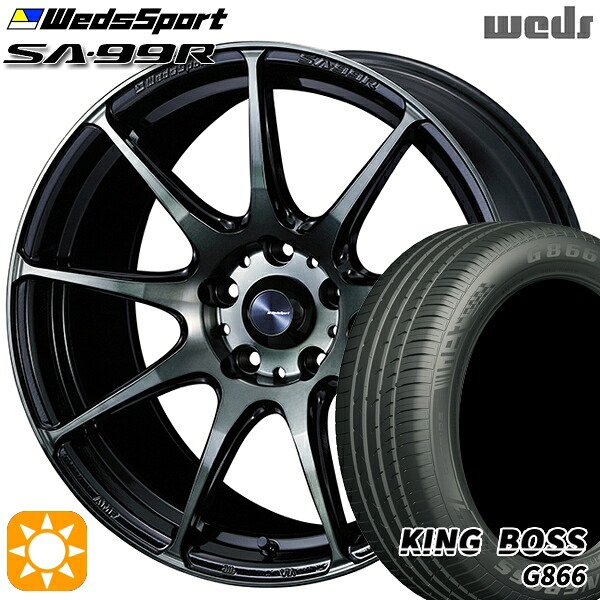 【取付対象】215/50R18 96W XL キングボス G866 Weds ウェッズスポーツ SA99R WBC(ウォースブラッククリアー) 18インチ 8.5J 5H114.3 サマータイヤホイールセット |トレッド新横浜師岡店