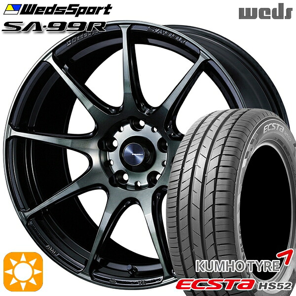 【取付対象】C-HR カローラクロス 215/60R17 100V XL クムホ エクスタ HS52 Weds ウェッズスポーツ SA99R WBC（ウォースブラッククリアー） 17インチ 7.0J 5H114.3 サマータイヤホイールセット