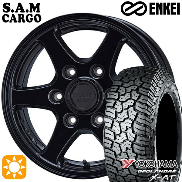 【取付対象】200系ハイエース LT215/70R16 100/97Q ヨコハマ ジオランダー X-AT G016 S.A.M カーゴ ブラック 16インチ 6.5J 6H139.7 サマータイヤホイールセット |トレッド新横浜師岡店