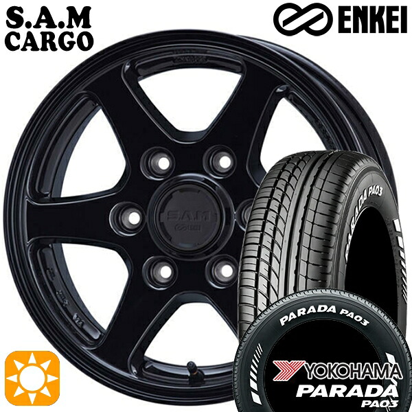【取付対象】200系ハイエース 215/60R17C 109/107S ヨコハマ パラダ PA03 ホワイトレター ENKEI S.A.M カーゴ ブラック 17インチ 6.5J 6H139.7 サマータイヤホイールセット |トレッド新横浜師岡店