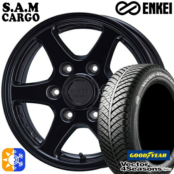 215/60R17 96H グッドイヤー ベクター フォーシーズンズ ENKEI エンケイ S.A.M カーゴ 17インチ 6.5J 6H139.7 ブラック オールシーズンタイヤホイールセット