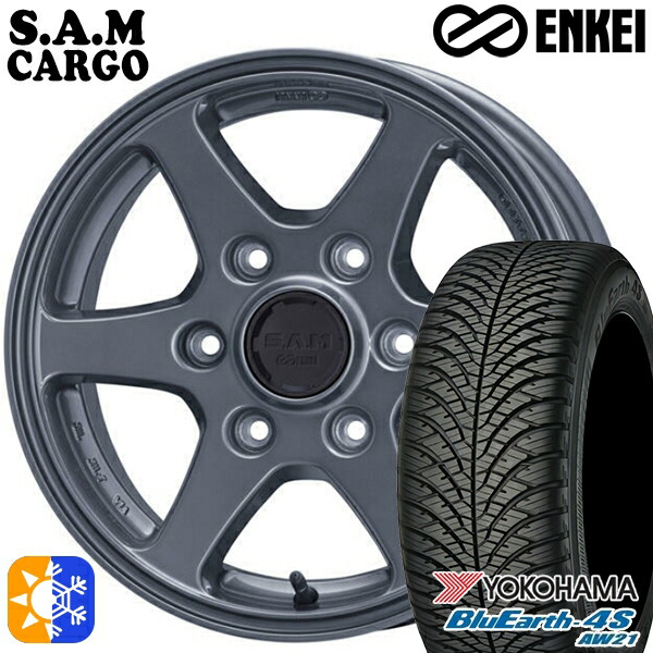 215/70R16 100H ヨコハマ ブルーアース 4S AW21 ENKEI S.A.M カーゴ ガンメタリック 16インチ 6.5J 6H139.7 オールシーズンタイヤホイールセット