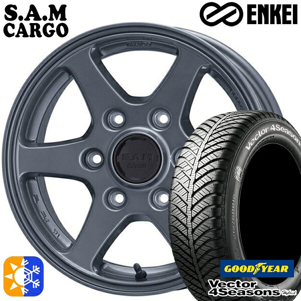 215/60R17 96H グッドイヤー ベクター フォーシーズンズ ENKEI エンケイ S.A.M カーゴ 17インチ 6.5J 6H139.7 ガンメタリック オールシーズンタイヤホイールセット 104,100円