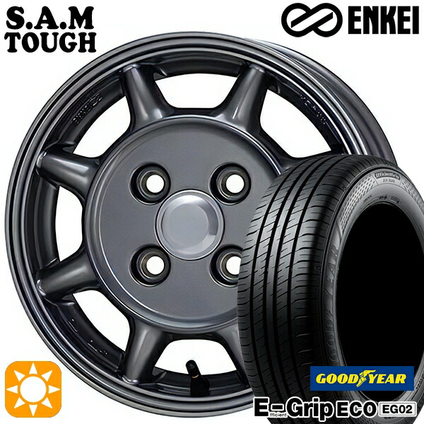 【取付対象】155/65R13 73S グッドイヤー エフィシェントグリップ エコ EG02 ENKEI S.A.M タフ ガンメタリック 13インチ 4.5J 4H100 サマータイヤホイールセット