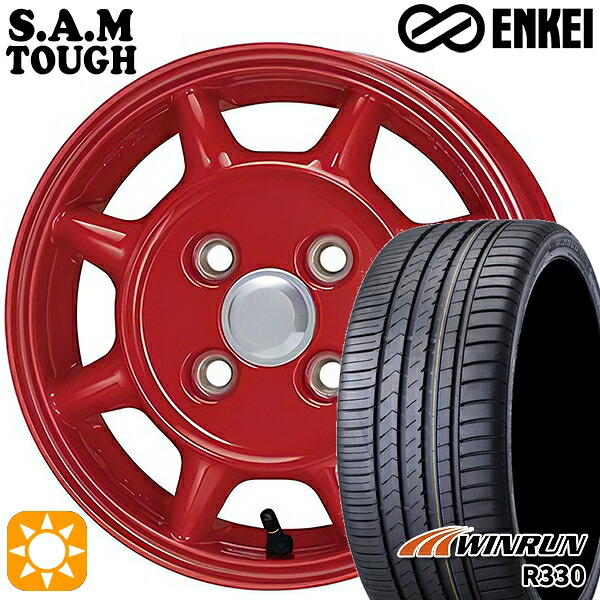 【取付対象】165/55R14 72H ウィンラン R330 ENKEI S.A.M タフ レッド 14インチ 4.5J 4H100 サマータイヤホイールセット ｜トレッド新横浜師岡店