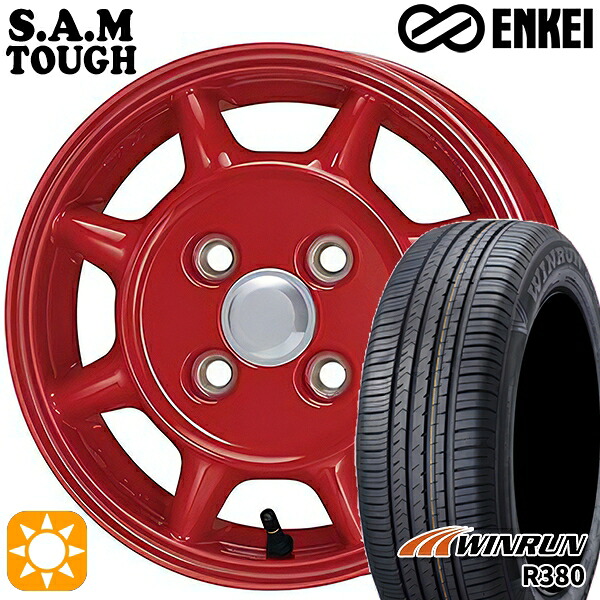 【取付対象】165/65R14 79T ウィンラン R380 ENKEI S.A.M タフ レッド 14インチ 4.5J 4H100 サマータイヤホイールセット