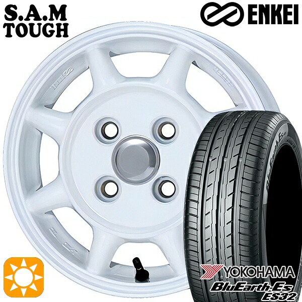 【取付対象】165/65R14 79S ヨコハマ ブルーアース ES32 ENKEI S.A.M タフ ホワイト 14インチ 5.0J 4H100 サマータイヤホイールセット |トレッド新横浜師岡店