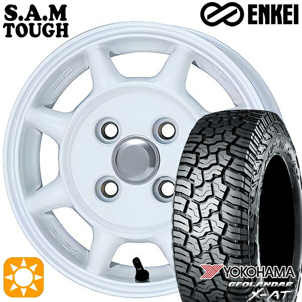 【取付対象】アゲトラ 155/65R14 ヨコハマ ジオランダーX-AT G016 ENKEI S.A.M タフ ホワイト 14インチ 4.5J 4H100 サマータイヤホイールセット