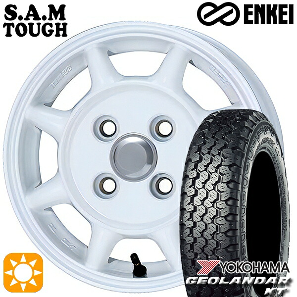 【取付対象】軽トラ 145/80R12 80/78N ヨコハマ ジオランダーKT Y828C ENKEI S.A.M タフ ホワイト 12インチ 4.0J 4H100 サマータイヤホイールセット |トレッド新横浜師岡店