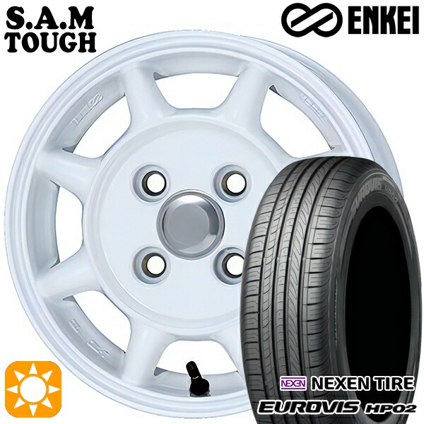 【取付対象】165/65R14 ネクセン ロードストーン ユーロビズ HP02 ENKEI S.A.M タフ ホワイト 14インチ 4.5J 4H100 サマータイヤホイールセット