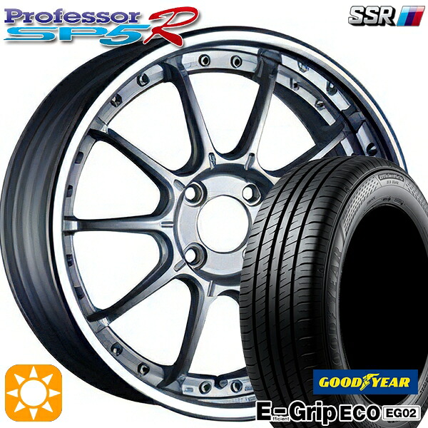 【取付対象】アクア クロスビー 185/55R16 83V グッドイヤー エフィシェントグリップ EG02 SSR プロフェッサー SP5R ハイブライトシルバー 16インチ 6.0J 4H100 サマータイヤホイールセット ｜トレッド新横浜師岡店