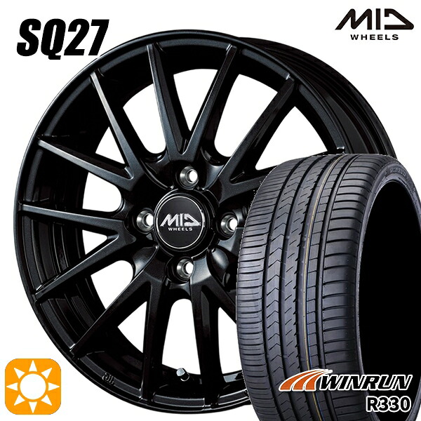 【取付対象】165/55R14 72H ウィンラン R330 MID シュナイダー SQ27 メタリックブラック 14インチ 4.5J 4H100 サマータイヤホイールセット |トレッド新横浜師岡店