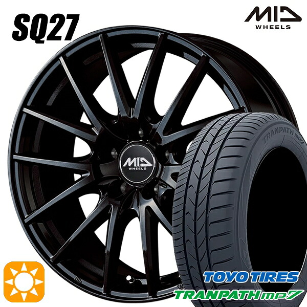【取付対象】215/55R17 94V トーヨー トランパス mp7 MID シュナイダー SQ27 メタリックブラック 17インチ 7.0J 5H114.3 サマータイヤホイールセット |トレッド新横浜師岡店