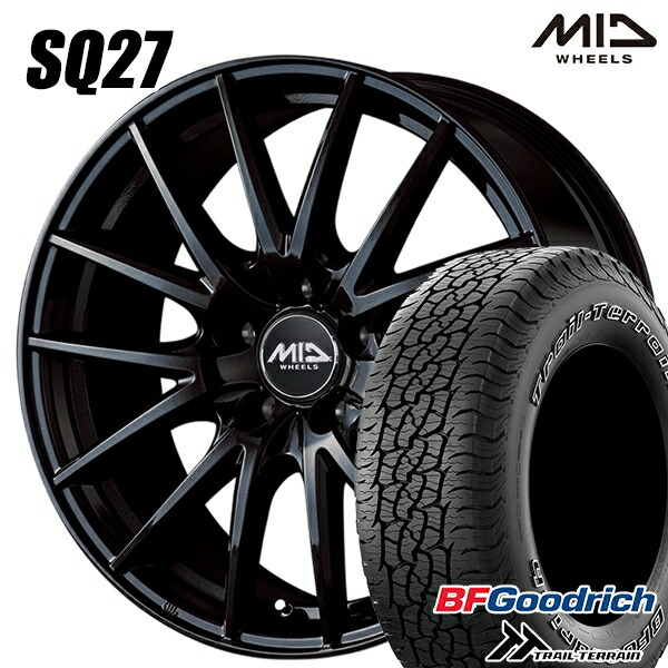 【取付対象】225/65R17 102T ORWL BFグッドリッチ トレールテレーン MID シュナイダー SQ27 メタリックブラック 17インチ 7.0J 5H114.3 サマータイヤホイールセット