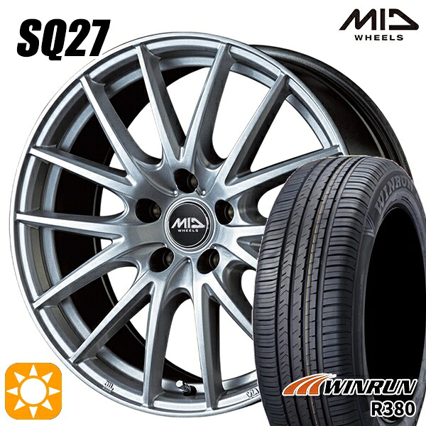 【取付対象】フリード 185/65R15 88H ウィンラン R380 MID シュナイダー SQ27 メタリックシルバー 15インチ 6.0J 5H114.3 サマータイヤホイールセット