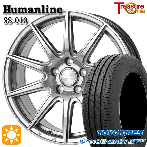 【取付対象】195/55R16 87V トーヨー ナノエナジー3プラス トレジャーワン ヒューマンライン SS010 ダークグレー 16インチ 6.5J 5H100 +48 サマータイヤホイールセット