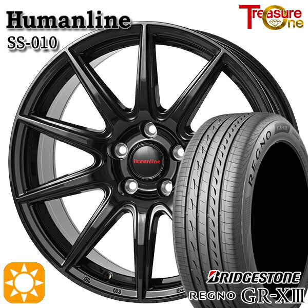 【取付対象】C-HR レガシィB4 225/50R18 95W ブリヂストン レグノ GR-X3 トレジャーワン ヒューマンライン SS010 ブラック 18インチ 7.0J 5H114.3 +48/+53 サマータイヤホイールセット
