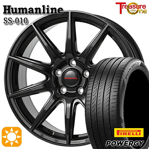 【取付対象】215/60R16 95H ピレリ パワジー トレジャーワン ヒューマンライン SS010 ブラック 16インチ 6.5J 5H114.3 +38/+48/+53 サマータイヤホイールセット