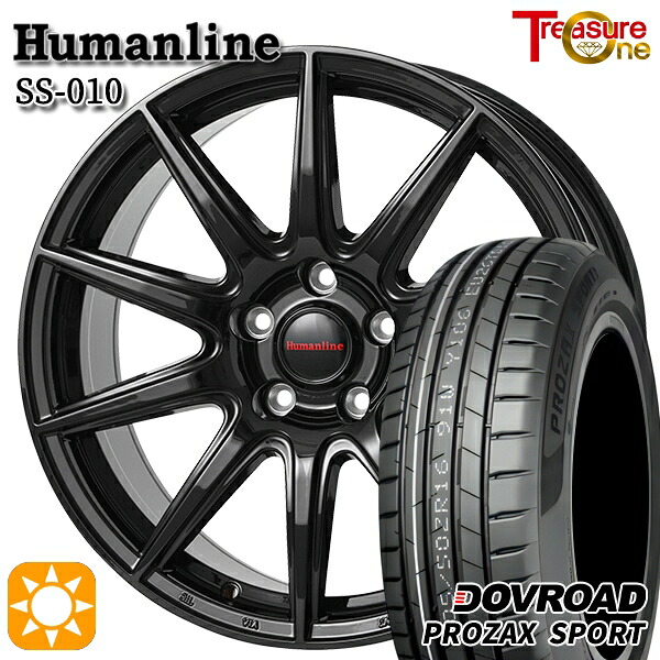 【取付対象】アウトランダー エクストレイル 225/55R18 102W XL DOVROAD プロザックススポーツ トレジャーワン ヒューマンライン SS010 ブラック 18インチ 8.0J 5H114.3 +42 サマータイヤホイールセット |トレッド新横浜師岡店