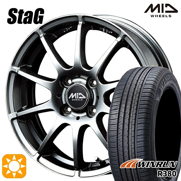 【取付対象】165/60R14 75H ウィンラン R380 MID シュナイダー スタッグ メタリックグレー 14インチ 4.5J 4H100 サマータイヤホイールセット ｜トレッド新横浜師岡店