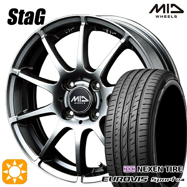 【取付対象】165/60R14 75H ロードストーン ユーロビズ Sport 04 MID シュナイダー スタッグ メタリックグレー 14インチ 4.5J 4H100 サマータイヤホイールセット ｜トレッド新横浜師岡店