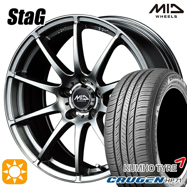 【取付対象】235/60R18 107V XL クムホ クルーゼン HP71 MID シュナイダー スタッグ メタリックグレー 18インチ 8.0J 5H114.3 サマータイヤホイールセット