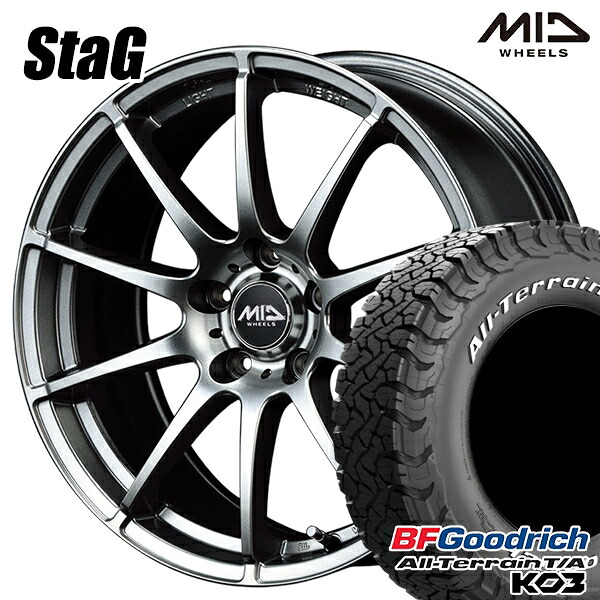 【取付対象】215/70R16 100/97S RWL BFグッドリッチ オールテレーン T/A KO3 MID シュナイダー スタッグ メタリックグレー 16インチ 6.5J 5H114.3 サマータイヤホイールセット