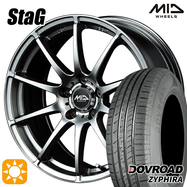 【取付対象】30/50プリウス カローラスポーツ 205/55R16 91V DOVROAD ザイファイラ MID シュナイダー スタッグ メタリックグレー 16インチ 6.5J 5H100 サマータイヤホイールセット |トレッド新横浜師岡店