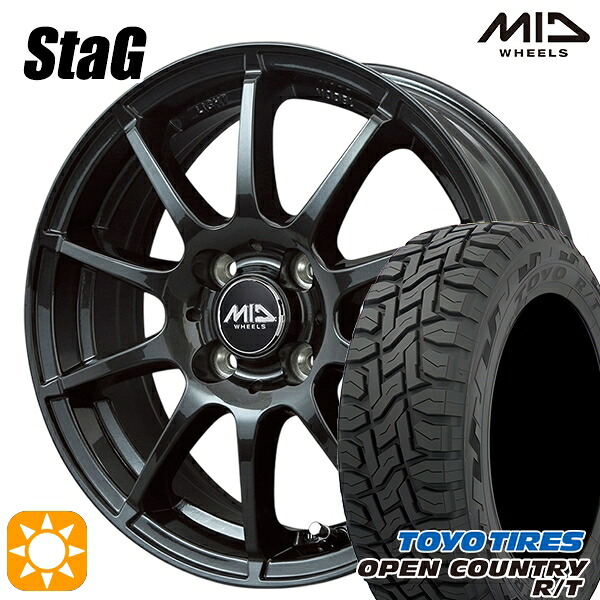 【取付対象】アクア クロスビー 175/60R16 82Q トーヨー オープンカントリー R/T MID シュナイダー スタッグ ストロングガンメタ 16インチ 6.0J 4H100 サマータイヤホイールセット |トレッド新横浜師岡店