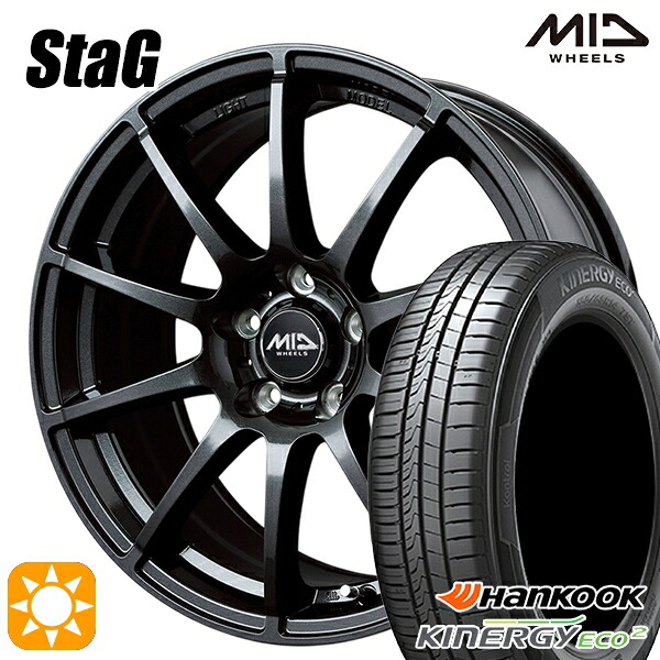 【取付対象】185/65R15 88T ハンコック KlnERGy ECO2 K435 MID シュナイダー スタッグ ストロングガンメタ 15インチ 6.0J 5H114.3 サマータイヤホイールセット