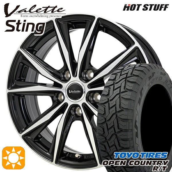 【取付対象】ハリアー エクストレイルT31/T32 225/65R17 102Q トーヨー オープンカントリー R/T ホットスタッフ ヴァレット スティング BK/P 17インチ 7.0J 5H114.3 サマータイヤホイールセット ｜トレッド新横浜師岡店